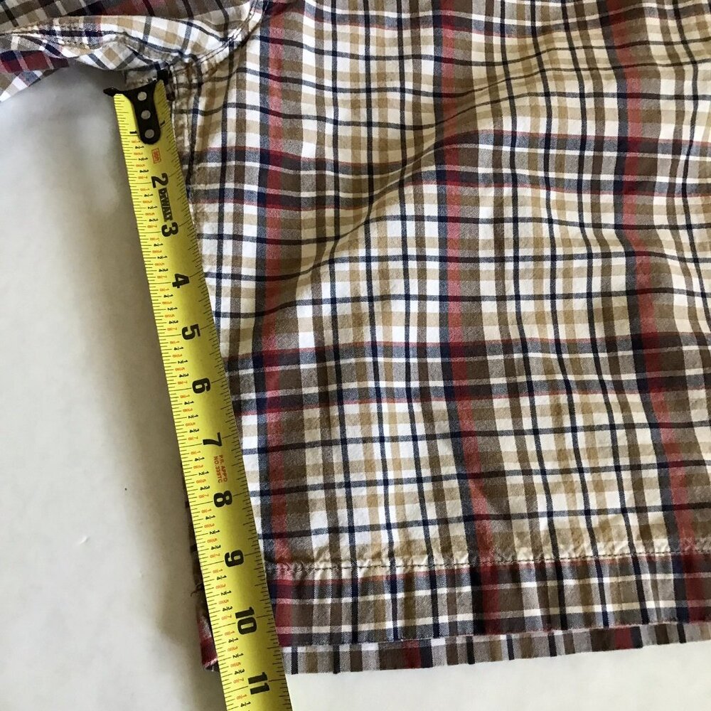 American Eagle Plaid Shorts Men's 34 11”‎ Inseam Tan Blue - Picture 6 of 6